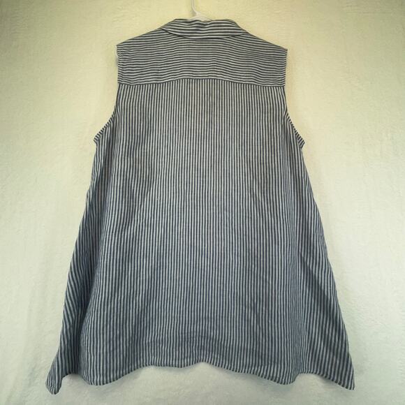 J. Jill Love Linen Women's Sleeveless Tunic Blouse Size 1X Pearl/Shell Buttons - Picture 2 of 12